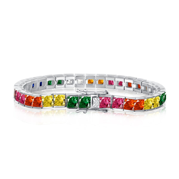 <MAGIC>Radiant Colorful Princess Cut Tennis Bracelet