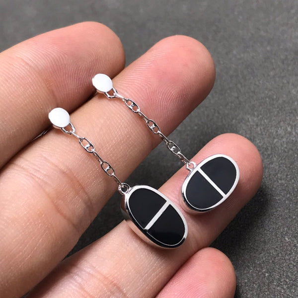 <MAGIC>CHAINE VERSO BLACK CERAMIC SILVER EARRINGS