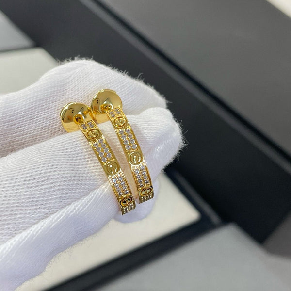 <MAGIC>LOVE DIAMOND GOLD HOOP EARRINGS