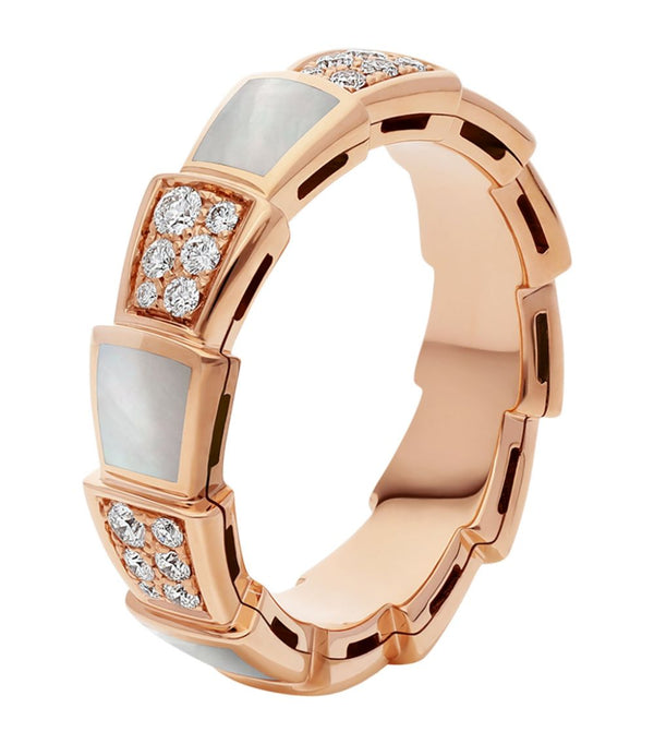 <MAGIC>SERPENTI RING PINK GOLD MOP DIAMOND PAVED 4MM