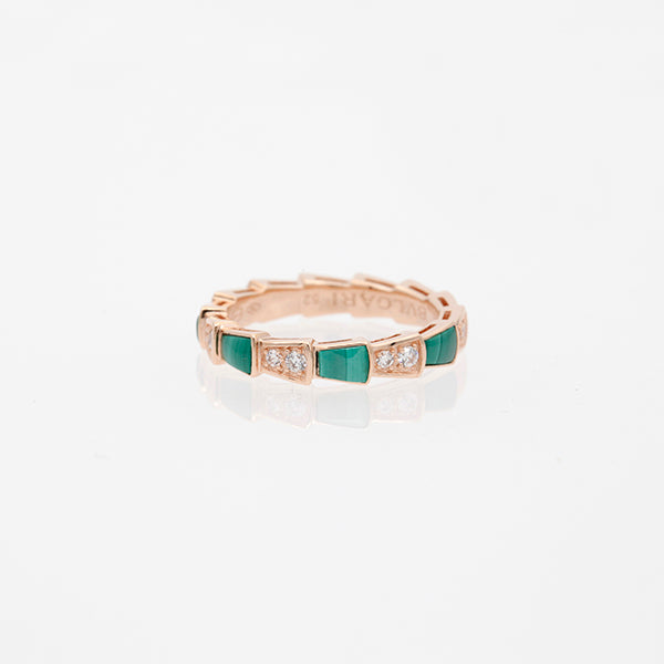 <MAGIC>SERPENTI RING PINK GOLD MALACHITE DIAMOND 3MM