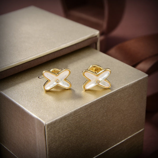 <MAGIC>JEUX DE WHITE MOP GOLD DIAMOND EARRINGS