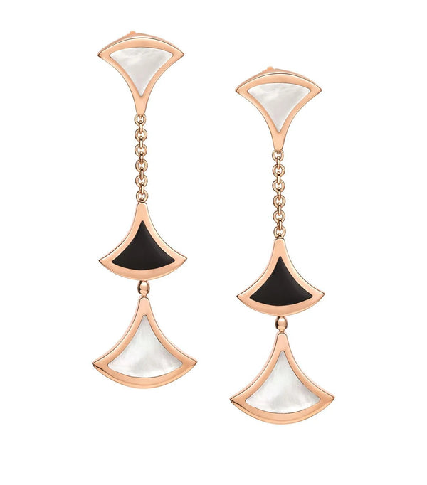 <MAGIC>DREAM EARRINGS 3 MOTIFS ONYX MOP PINK GOLD