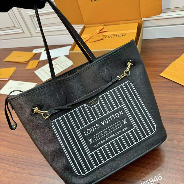 NEVERFULL INSIDE OUT MM BAG 31 IN BROWN MONOGRAM COATED CANVAS AND CALFSKIN