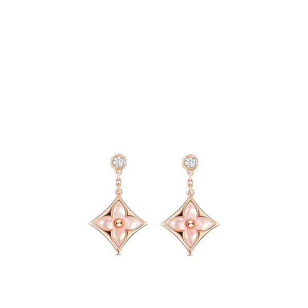 <MAGIC>DOUBLE STAR PINK GOLD MOP DROP EARRINGS
